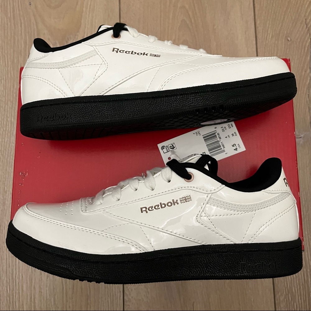 Reebok X Cardi B Club C Coated Chalk White Black Tennis Shoes Sneakers Size 4.5Y